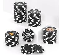 25 Custom Clay Poker Chips for 13 Colors, 40mm Heavy 11.5g Casino Sized Customized Poker Chips with Logo, Image or Text, Custom Drink Tokens for Bar, Party, Golf Club or Events (Black)
