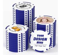 25 Custom Clay Poker Chips for 8 Colors, 40mm Heavy 11.5g Casino Sized Customized Poker Chips with Logo, Image or Text, Custom Drink Tokens for Bar, Party, Tournaments, Golf Club (Blue)