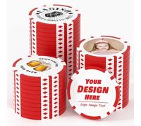 25 Custom Clay Poker Chips for 8 Colors, 40mm Heavy 11.5g Casino Sized Customized Poker Chips with Logo, Image or Text, Custom Drink Tokens for Bar, Party, Tournaments, Golf Club (Red)