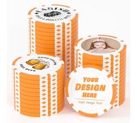 25 Custom Clay Poker Chips for 8 Colors, 40mm Heavy 11.5g Casino Sized Customized Poker Chips with Logo, Image or Text, Custom Drink Tokens for Bar, Party, Tournaments, Golf Club (Orange)