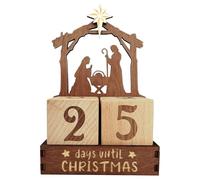 25 Day Christmas Countdown - Wooden Nativity, Holiday Calendar Ornament | Tabletop Nativity Display for Living Room Shelf Winter Festival Celebration Home Party Seasonal Christmas Decoration Set
