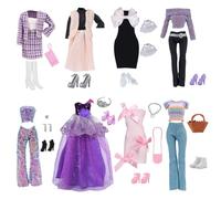 25 Doll Clothes and Accessories, Compatible with Barbie, 1 Evening Dress, 1 Fashion Set, 1 Sequin Suit, 1 Ballet 1 Sweater Suit, 2 Dresses, 5 Handbags, 8 Shoes, 1 Crown, 3 Accessories, for 11.5 Inch