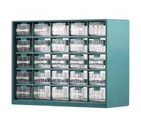 25 Drawers Stackable Storage Cabinet with 50 Removable Dividers, 29.3x12.3x22.5cm Desk Organizer with Drawers, Clear Desk Drawer Storage Box Tabletop Organization Box for Hardware Craft (Deep Green)