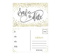 25 Elegant Gold Dots Save The Date Cards For Wedding, Engagement, Anniversary, Baby Shower, Birthday Party, Save The Dates Postcard Invitations Simple Black and White Blank Event Announcements …