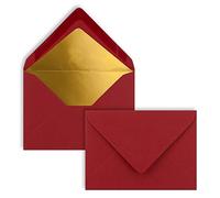 25 Envelopes in Dark Red with Gold Lining DIN C7 8.1 x 11.4 cm Wet Adhesive 120 g/m² Ideal Envelopes for Vouchers, Gifts