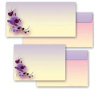 25 envelopes (windowless) Orchid Motif, Orchid Blossoms DIN Long (220x110 mm) | Paper-Media