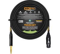 25 Foot - WBC-PRO-Quad Ultra-Silent Ultra-Flexible Balanced Star-Quad XLR to TRS Cable with Gold Neutrik NC3FXX-B Female XLR & NP3X-B Straight TRS Stereo Phone Plugs - Black Tweed Jacket