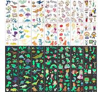 25 Glow in the Dark Tattoos for Kids - Neon Unicorn, Dinosaur, Mermaid & More - Birthday Party Favors