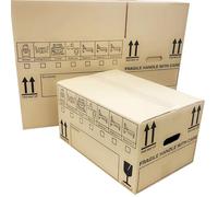 25 Home & Office Removal Boxes Strong Large Storage Packing Moving Boxes With Carry Handles and Room List 47cm x 31.5cm x 27cm 44 Litres