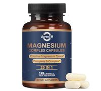 25-in-1 Magnesium Complex with Methylated B Complex Magnesium Glycinate Citrate Malate Taurate Gluconate Aspartate Carbonate D3 K2, 25-in-1 Supplement for Relaxation Energy & Nerve, 120 Capsules