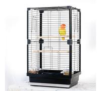 25 inch Bird Cage, Portable Travel Parrot Cage, Double-Layer Parakeet Cage, for Temporary Pet Accommodation, Trip to Vet, Short Trip, Camping, Black