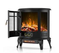 25 Inch Freestanding Electric Fireplace Stove, 1500W Heater with Realistic 3D Flame Effect, Vintage Style Indoor Portable Heater for Living Room & Bedroom, Safe Cool-Touch Design