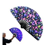 25 Inch Large Light Up Dance Fan - Handheld Line Dance Slap Fan With LED Lights, Lightweight And Durable For Stage Performances, Square D-ance And Party Decoration