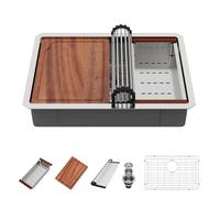 25 Inch Undermount Kitchen Sink - Beslend ADA 6 Inch Depth 25x18 Undermount Worksation Sinks Under Counter Stainless Steel 16 Gauge Mobility Friendly Sink for Wheelchair Accessible Kitchen