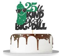 25 is Kind of a Big Dill Cake Topper/Funny Fruit Cucumber 25th Birthday Cake Decor/Pickle 25 Years Old Birthday Party Decor Supplies - Black Glitter