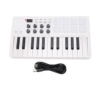 25 Key Bluetooth MIDI Keyboard Controller with 8 Backlit Drum Pads 8 Knobs, Portable Computer Recording Music Production with 2 Capacitive Touch Strips 2000mAh Battery 16 Hours