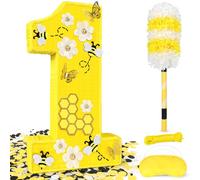 25" Large Number 1 Pinata - Includes 24" Bat Stick, Eye Mask, Rope | Queen Bee Pinatas with Butterfly, Daisy, Bumblebee Themed Party Supplies and Decorations, Kids First Birthday Party Décor