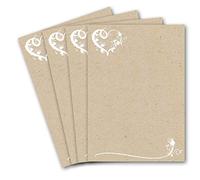 25 Letter Sheets DIN A4 - Writing Paper in Kraft Paper Look with Floral Heart Ornament - Letter Paper Printable for Writing Yourself Ideal for Wedding and Birthday Invitations