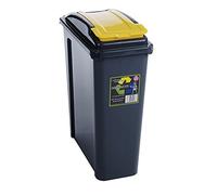 25 Litre Plastic Waste Bin with Flap Lid (Yellow)
