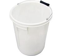25 Litre White Plastic Bucket Plasterer Mixing Bucket With Metal Carry Handle | Paint Bucket, Animal Feed Storage and Hard Wearing Bucket For Home, Bathroom, Garden (White Bucket with Metal Handle)