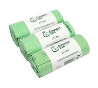 25 Litre x 75 Compostable Caddy Bags - Compost Bag Kitchen Food Waste Compost Liners 25L - EN 13432 - Compost Bag Pedal Bin Bags with Composting Guide - Kerbside Bin Liners