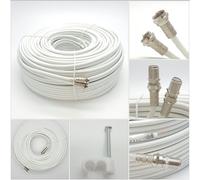 (25 Meter, White) Viewi Twin Satellite Shotgun Cable Extension Kit with Fitted F Connectors for Sky HD Q and Freesat