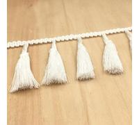 25 Meters Elegant Tassel Fringe Trim - Polyester Beaded Fringe for Curtains, Tablecloths, Piano Covers, and DIY Craft Projects(Wit)