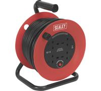25 Metre Heavy Duty Cable Drum - 4 x 230V Socket Extension Lead - Thermal Trip