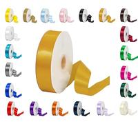 25 Metres Rolls Double Sided Satin Ribbon Reels in Range of Widths & Colours (Bright Gold, 3mm x 25 Metres)