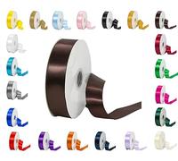 25 Metres Rolls Double Sided Satin Ribbon Reels in Range of Widths & Colours (Brown, 3mm x 25 Metres)