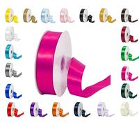 25 Metres Rolls Double Sided Satin Ribbon Reels in Range of Widths & Colours (Hot Pink, 3mm x 25 Metres)