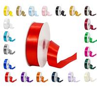 25 Metres Rolls Double Sided Satin Ribbon Reels in Range of Widths & Colours (Red, 10mm x 25 Metres)
