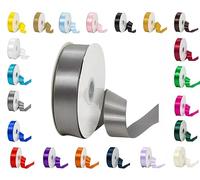25 Metres Rolls Double Sided Satin Ribbon Reels in Range of Widths & Colours (Silver, 16mm x 25 Metres)
