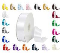 25 Metres Rolls Double Sided Satin Ribbon Reels in Range of Widths & Colours (White, 6mm x 25 Metres)