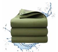 25 Mil Super Heavy Duty Waterproof Tarps, Green Canvas Tarp, Outdoor Waterproof Tarpaulin, Tarp Cover for Camping, Tent Shelter, Boat, Car, Canopy, Boat(13x46ft)