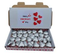 25 Milk Chocolate Hearts - Red Foil Wrapped Valentines Chocolate Hearts Love Heart Chocolates | Wedding Favour Chocolates (Silver Heart, 25)