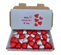 25 Milk Chocolate Hearts - Red Foil Wrapped Valentines Chocolate Hearts Love Heart Chocolates | Wedding Favour Chocolates (Red & Silver Heart, 25)