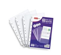 25 Mini Heavyweight Sheet Protectors, Top Loading, Reinforced 7-Hole 5.5 x 8.5 Inch Page Protectors for Mini Ring Binders, Acid-Free, Archival Safe for Documents and Photos