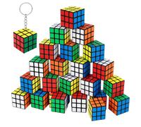 25 Mini Rubix Cube Set, Mini Rubix Cube Collection for Desk Decoration and Stress Relief, Rubiks Cube 3x3 Speed Cube with Smooth Rotation, Compact 3x3x3 cm Puzzle Games for Office Workers and Students