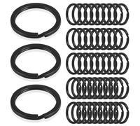 25 mm Key Ring Hoop, 50Pcs Metal Flat Split Key Ring Circular Keychain Keyrings Flat Black Key Chains for Men or Car Keys Organization Making Crafting and DIY, Dogs and Cats Collars Harnesses