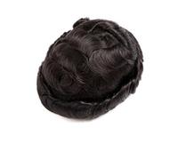 25 mm PU Skin Toupee Afro Curly Men's Hairpiece Injected Human Hair Curlys System for Men(Natural Black,8x10)