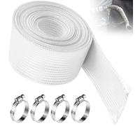 25 mm x 300 cm Fibreglass Insulation with 4 Clips, Exhaust Sleeve for Emergency Power Generator, Diesel Heater Protection Hose, White Pipe Heat Protector Sleeving for Auto Cable Wire & Air Conditioner