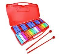 25 Note Chromatic Glockenspiel Xylophone in Red Case, Xylophone with Black/White Keys & Two Plastic Beaters for Kids Adults, Musical Drum Percussion for Instrument Educational Music Learning (Red)