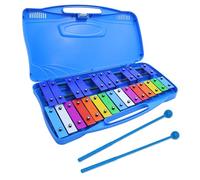 25 Note Chromatic Glockenspiel Xylophone in Red Case, Xylophone with Black/White Keys & Two Plastic Beaters for Kids Adults, Musical Drum Percussion for Instrument Educational Music Learning (Blue)