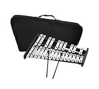 25-Note Premium Glockenspiel Xylophone with Wooden Frame, Aluminum Bars, 2 Mallets & Carry Bag (Black/Silver or Silver
