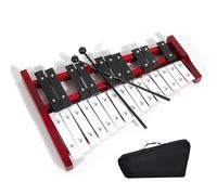 25 Notes Glockenspiel Xylophone, Glockenspiel with Metal Buttons & Wooden Base Hand Percussion with 2 Beaters Portable Carry Bag Percussion Instrument Musical Instrument for Teenagers & Adults