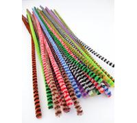 25 Or 50 Chenille Tiger Tails Stripe Craft Pipe Cleaners Stems - 12" / 30cm - Pack Size: 50