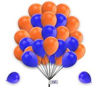 25 Pack 10 Inch Blue & Orange Balloons for Birthday Decorations, Baby Shower, Engagement, Wedding - Plain Round Latex Party Balloons