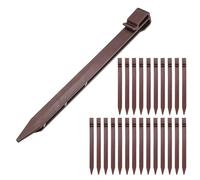 25 Pack 10-Inch Brown Plastic Garden Edging Stakes - Durable Weed Barrier Supports for Landscape Borders, Plant Bed Edging, and Garden Decoration