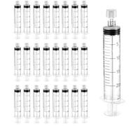 25 Pack 20ml luer lock syringe, Plastic Syringe with Cap, Syringes without Needle, Syringe Luer Lock for Science Labs, Glue Applicator, Feeding Pets, Measuring Liquids, Individually Sterile Sealed